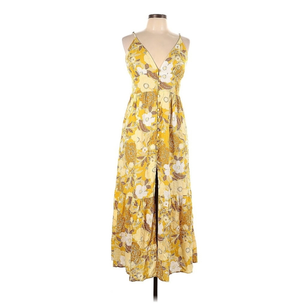Abercrombie & Fitch Linen Floral Boho Maxi Dress. Size Large
